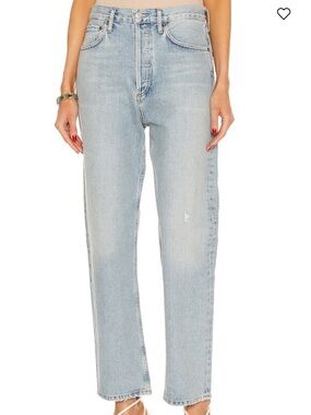 AGOLDE Light Wash High-Rise Straight Jeans - Light Blue